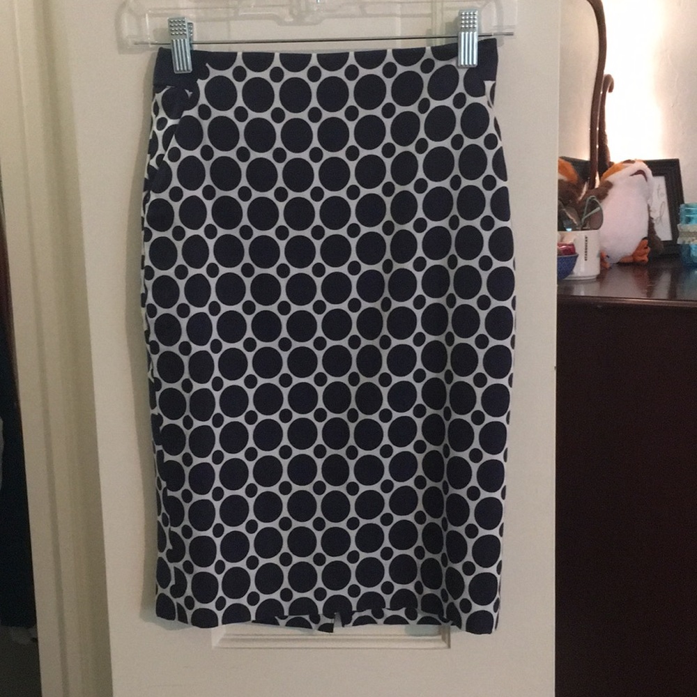 Navy And White Pencil Skirt With Pockets